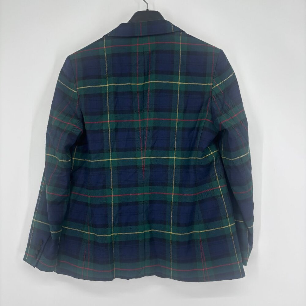 LAUREN Ralph Lauren Women's Luxe Faille Trim Tartan Blazer Green Size 14 NWT - Picture 4 of 5